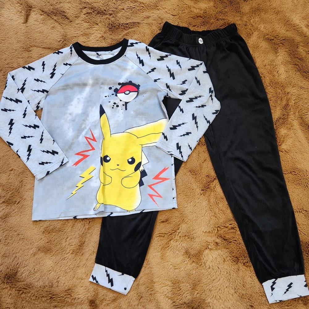 NWOT, Nintendo Pokemon, Pikachu Pajama Set - Gray and Yellow